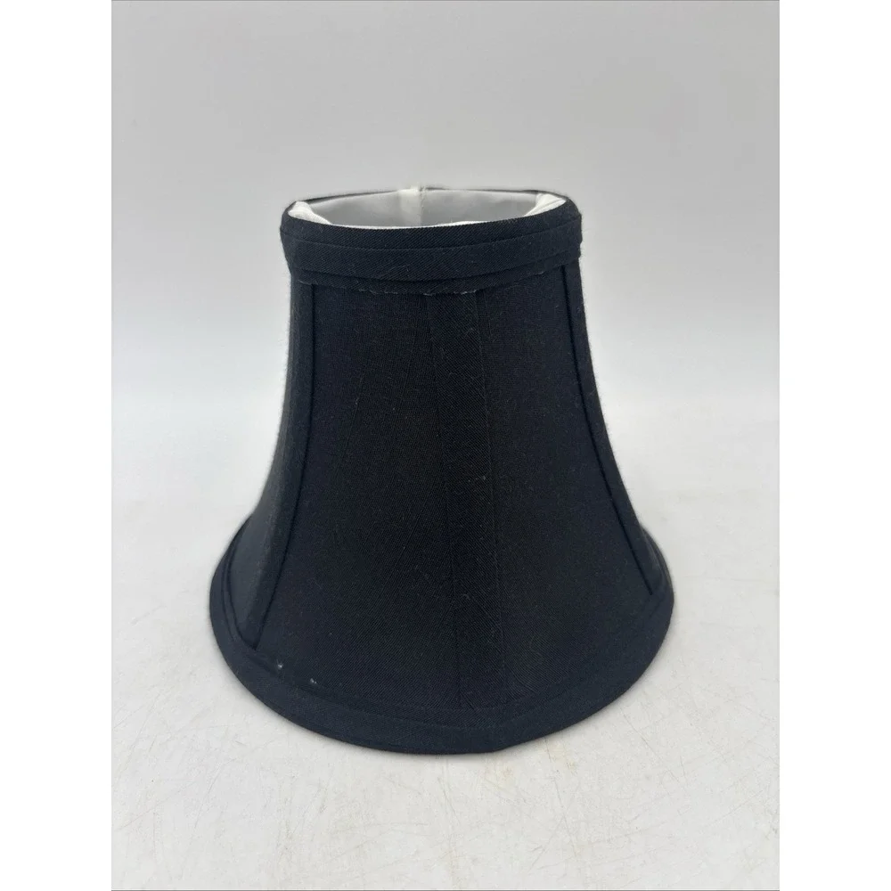 Small Clip On Lamp Shade Bell Shape Black Fabric 5x3x6 In With Frame Clip